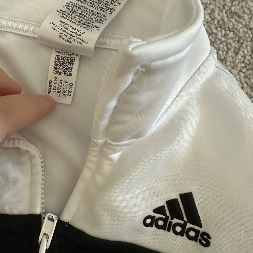 Adidas White and Black Zip-Up Jacket - Picture 2 of 3